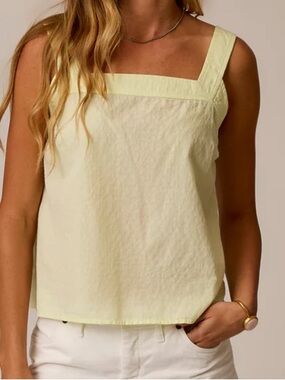 Carve Designs Liv Textured Light Lemon Square-Neck Tank NWT